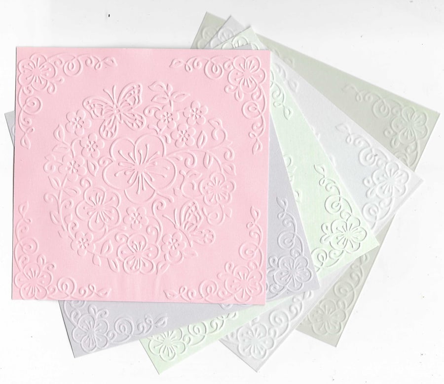 Embossed Paper. 5"x5". Floral (18). Choice of Colour