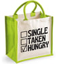 Single Taken Hungry Midi Jute Shopper Canvas Lunch Bag Funny Food Lover Present  - Image 3