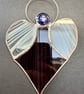 Stained Glass Heart Angel - Deep maroon with white striped wings - Image 4