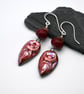 red lampwork glass and ceramic goddess earrings