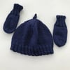 Hand knitted babies hat and mittens