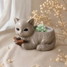 Enchanted Cat Candle – Handmade Mint Green Bubble Candle