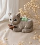 Enchanted Cat Candle – Handmade Mint Green Bubble Candle - Image 1