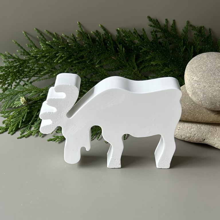 Handmade Eco Resin White Reindeer - Christmas Decorations