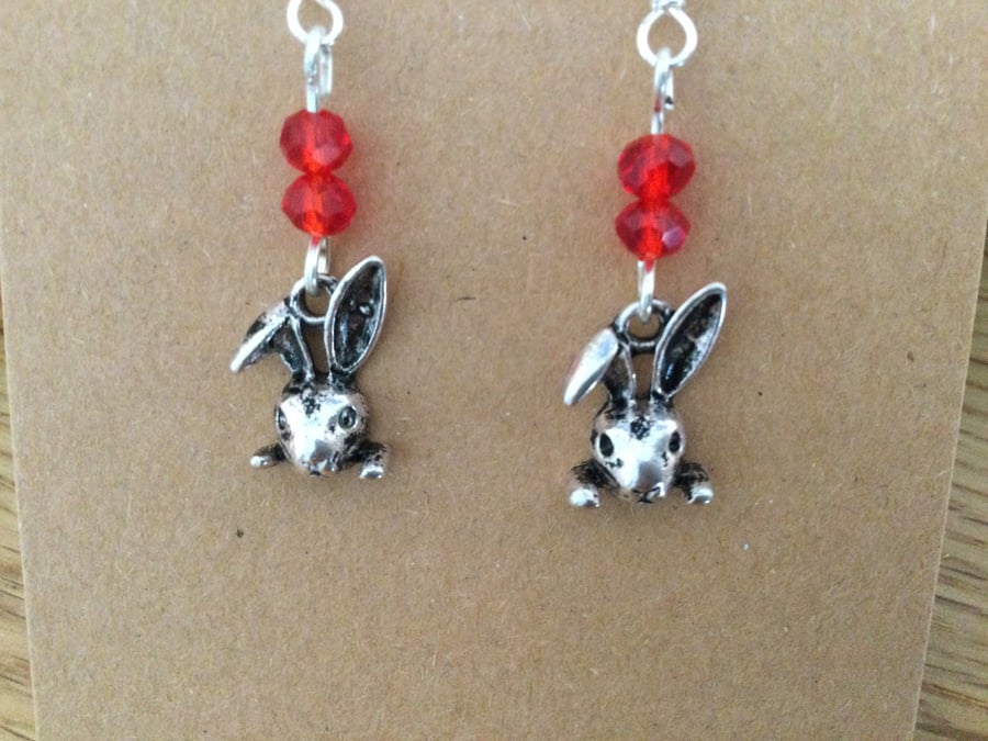 Rabbit and Crystal Earrings