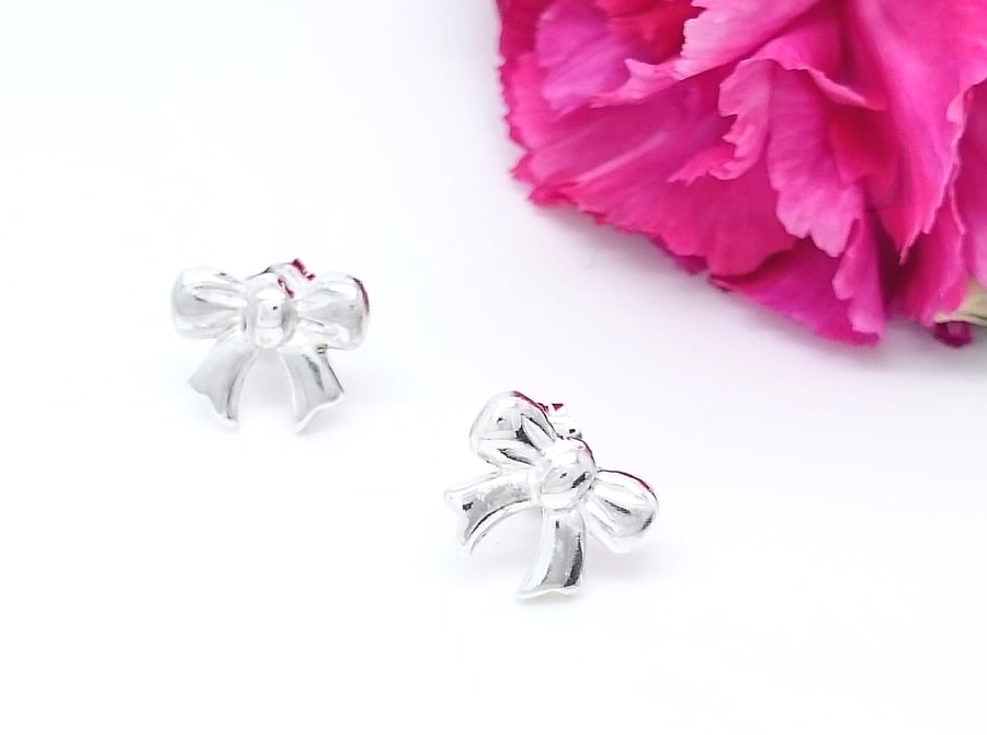 Bow Stud Earrings Sterling Silver