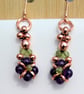 Amethyst & Peridot Rose Gold Drop Earrings, Rosegold Purple Gemstone Earrings, - Image 3