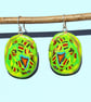 Abstract Pattern Dangle Earrings - Silver, Polymer Clay - Handmade - Unique - Image 1