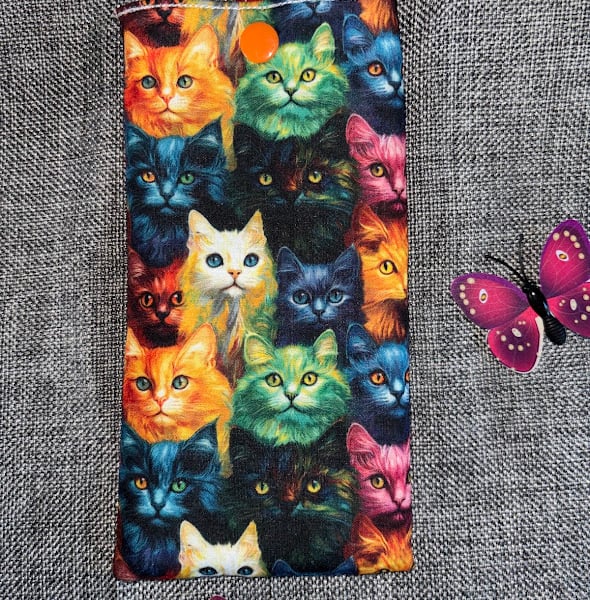 Glasses Case. Pen holder Lanyard. Cats design
