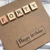 Personalised Handmade  Age Happy Birthday Card with scrabble tiles