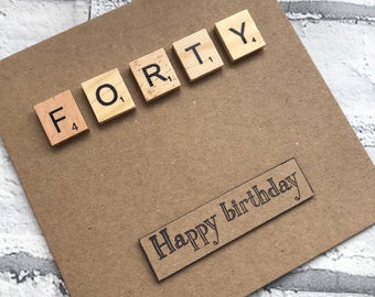 Personalised Handmade  Age Happy Birthday Card with scrabble tiles