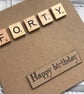 Personalised Handmade  Age Happy Birthday Card with scrabble tiles - Image 1