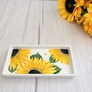 Hand Painted Sunflower Ceramic Tray 