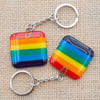 Rainbow Gay Pride Fused Glass Keyring Keychain