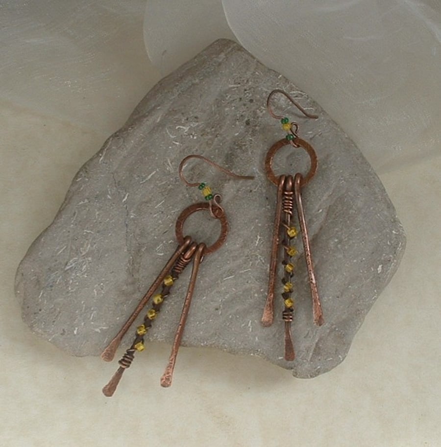 Rustic Copper Windchime Earrings