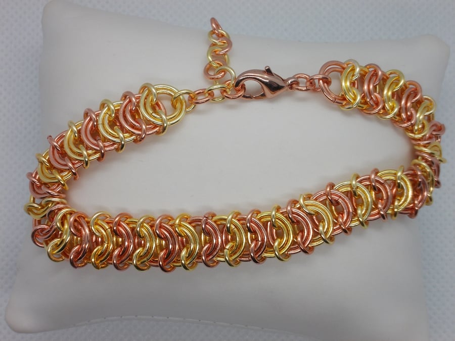 SALE - Two tone chainmaille bracelet