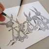 zombie rabbit horde - original illustration