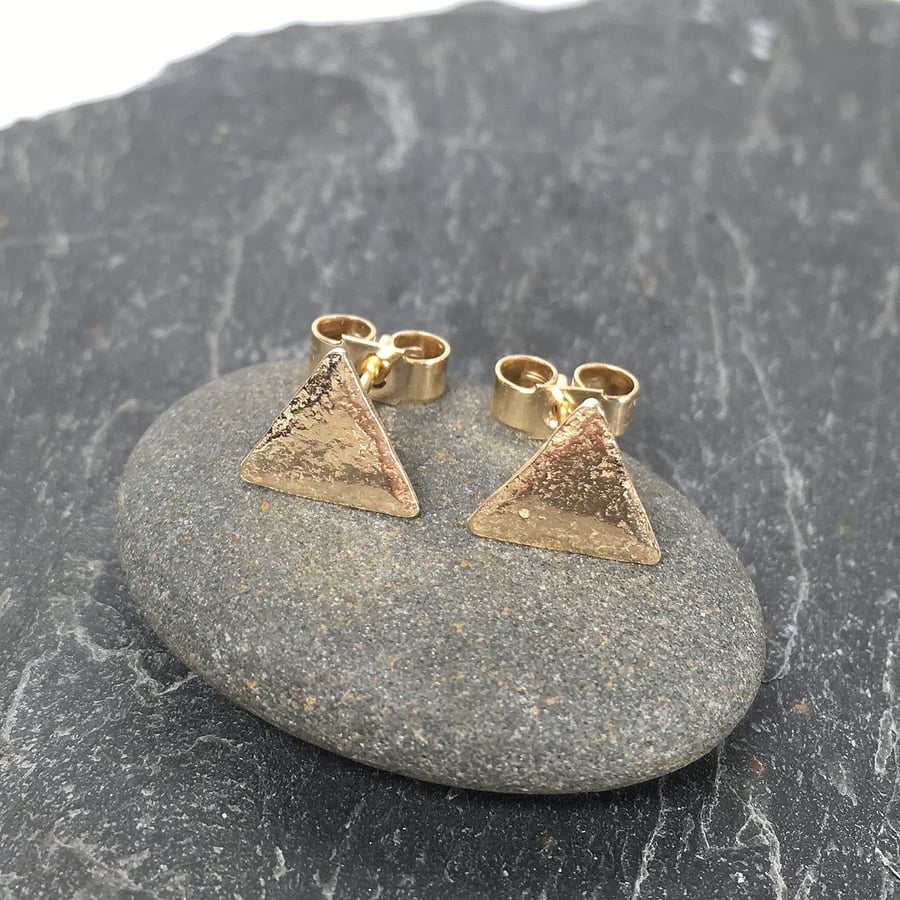 Gold triangle stud earrings 9ct