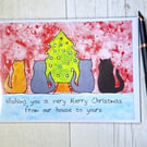 Christmas card. Printed card. Greetings card. From our house to yours card.