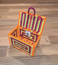 Business card holder - yellow, pink, purple, orange with gold button closure - Image 2