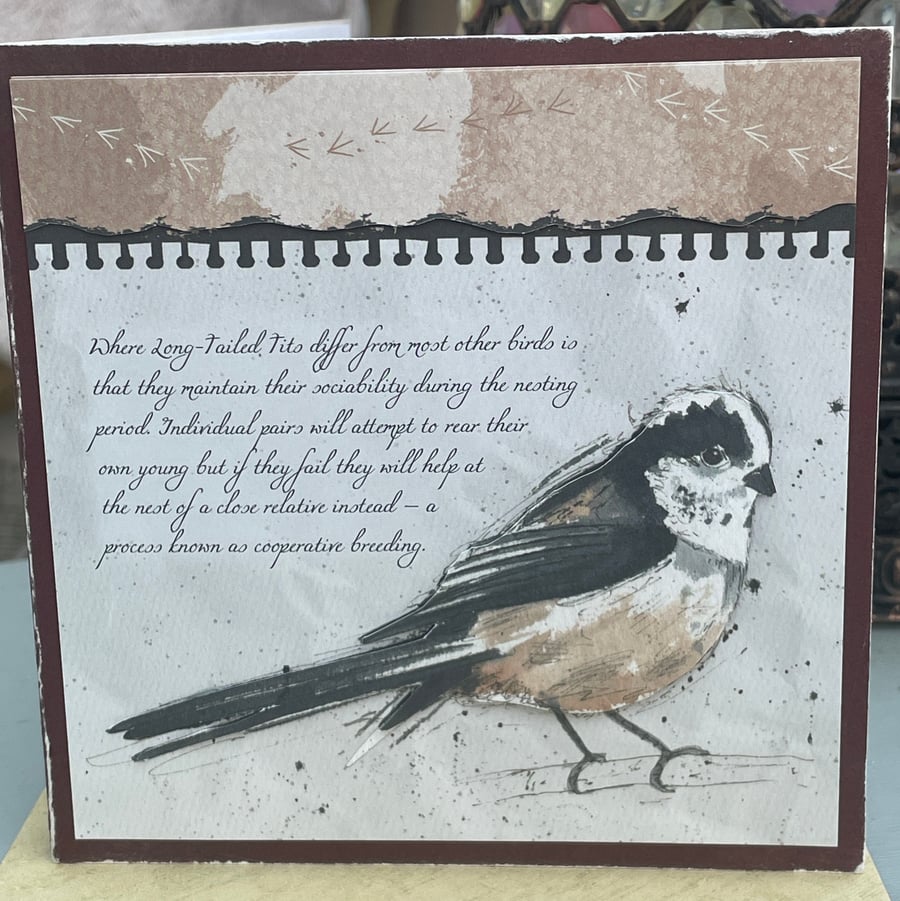 Long tailed tit watercolour style Father's Day or Bithday card