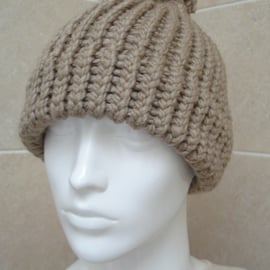 Camel Coloured Chunky Hat Small Adult Or Teen (A30)