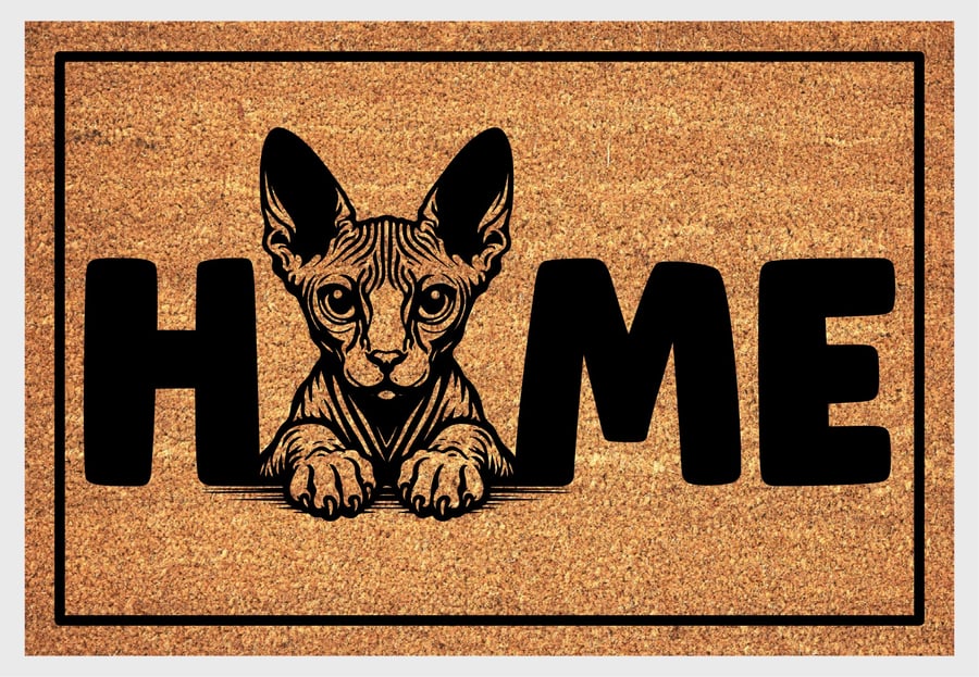 Sphynx Cat Home Door Mat No.2 - Sphynx Cat Welcome Mat - 3 Sizes