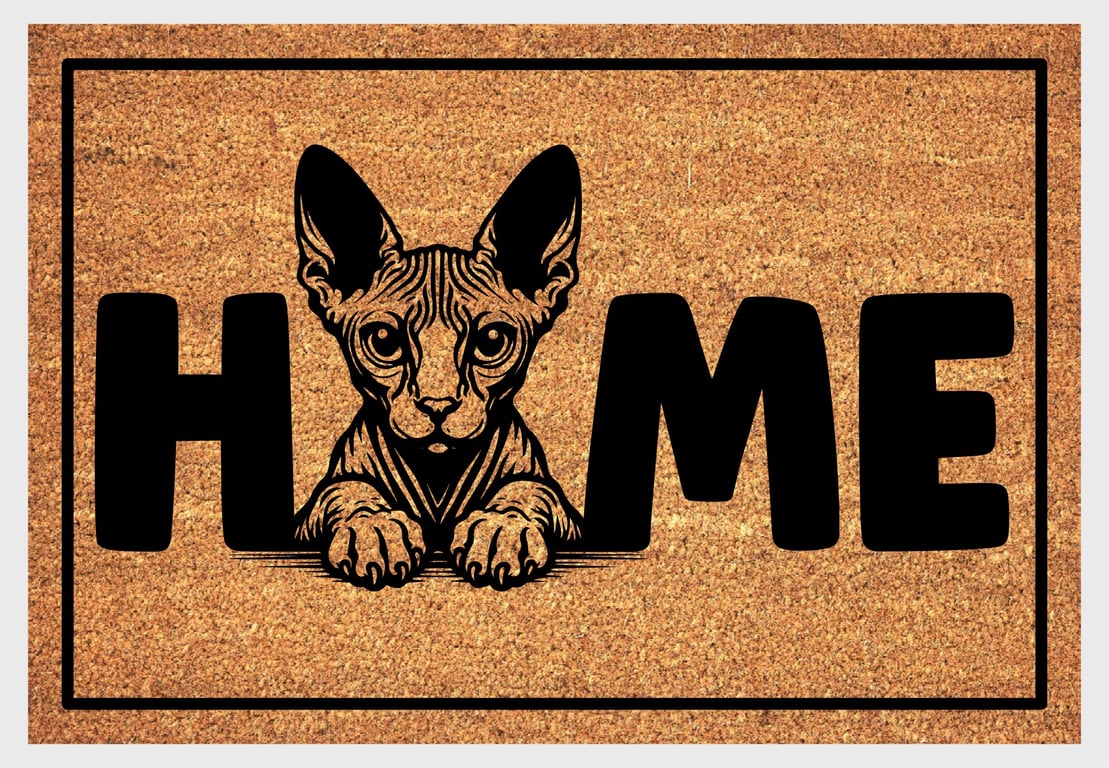 Sphynx Cat Home Door Mat No.2 - Sphynx Cat Welcome Mat - 3 Sizes