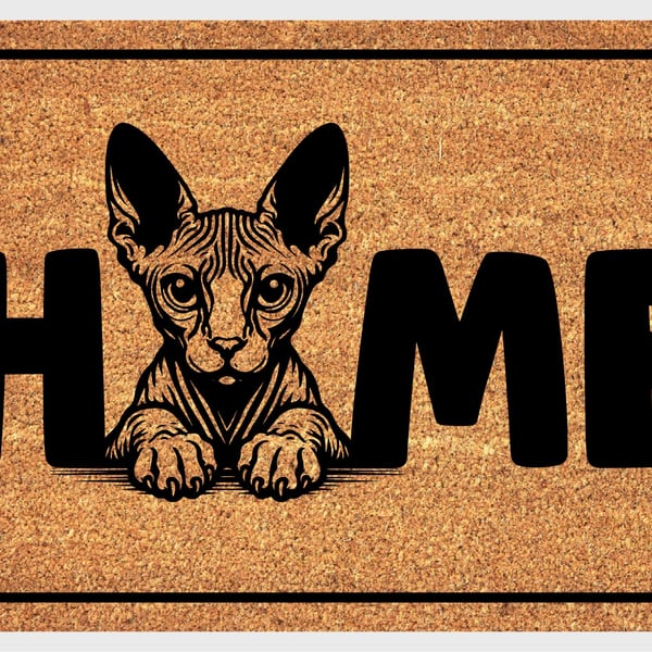 Sphynx Cat Home Door Mat No.2 - Sphynx Cat Welcome Mat - 3 Sizes