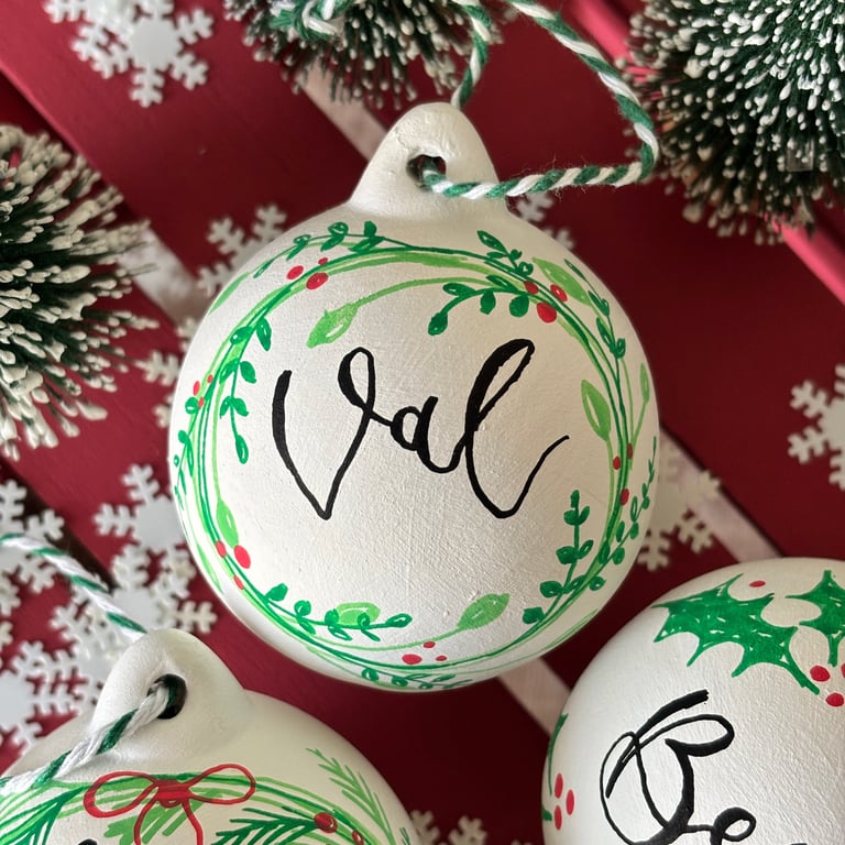 Personalised Ceramic Christmas Bauble, Christmas Tree Decoration 