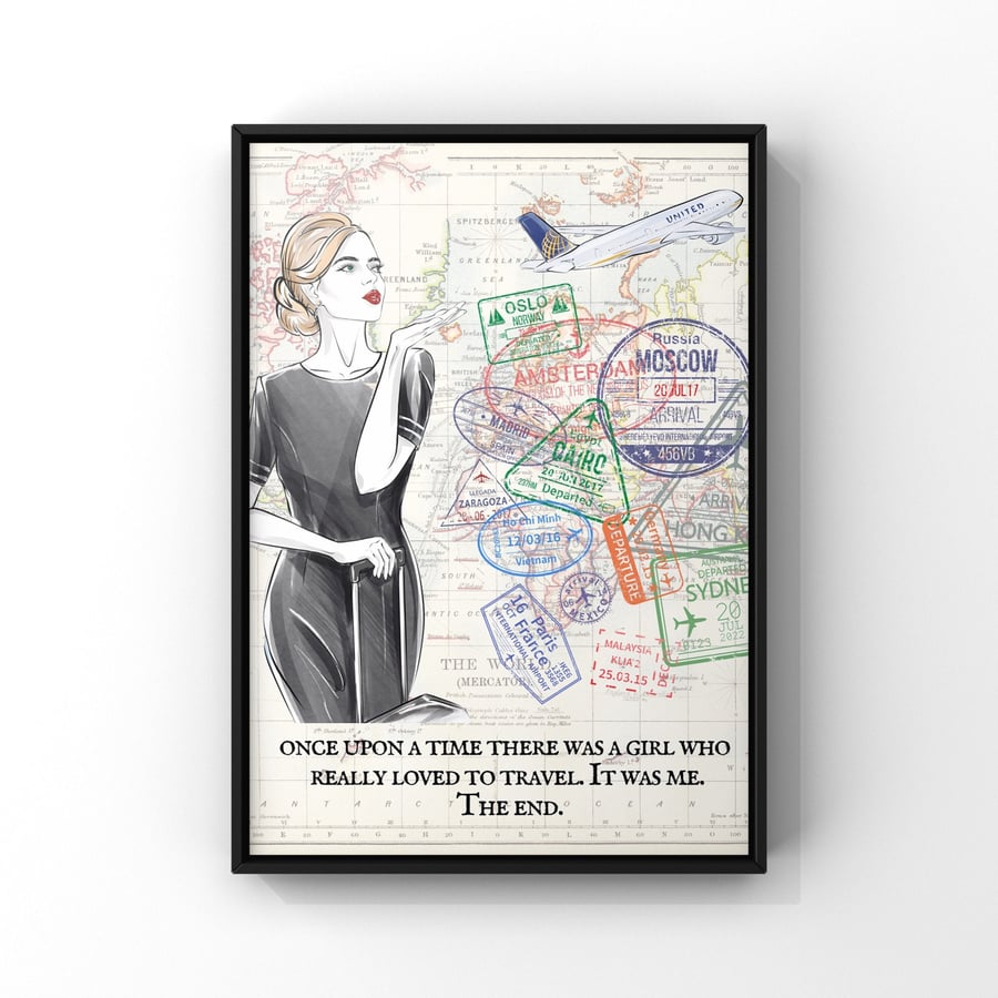 United Airlines Cabin Crew Passport Stamp Print Flight Attendant Poster Stewarde