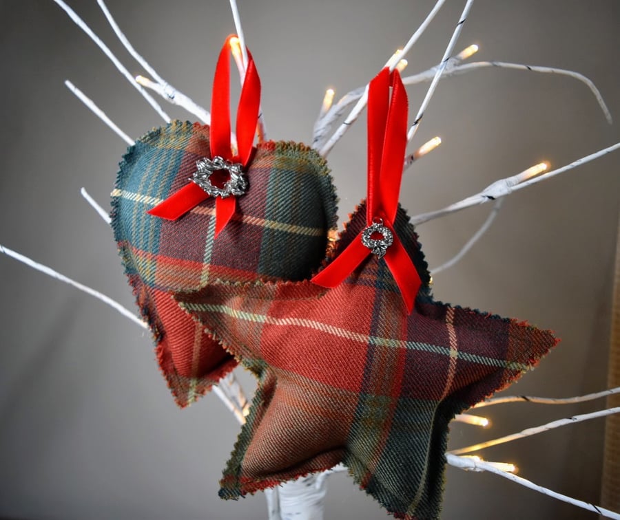Two Tartan Christmas Ornaments 
