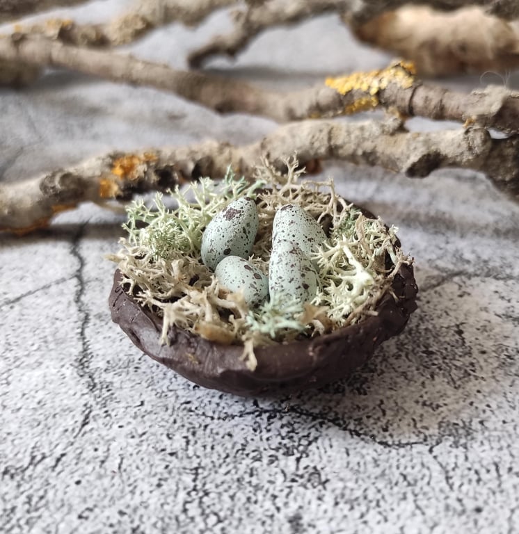 Bird Nest Sculpture, Rustic Clay, Mini Trinket Dish, Wabi-Sabi Bowl