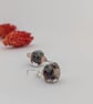 Glass Lampwork Sterling Silver Earrings: Soft Mauve and Green