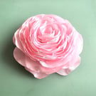 Handmade Pearl Pink Satin Rose Large 12cm Flower Barrette Hair Clip
