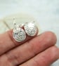 Silver Petal Dainty Spiral Drops Spiral Pattern Art Nouveau Birthday Bridesmaid  - Image 7
