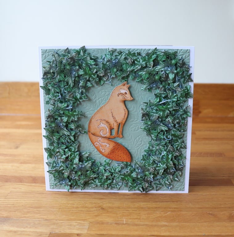 Folk art Fox with Ivy.