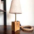 Spalted Oak Bedside Lamp with Shade - Handmade Wooden Light UK