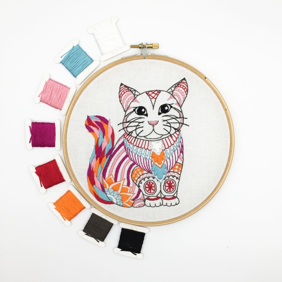 Embroidery Kit - Cat Embroidery Kit, Hand Embroidery