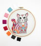 Embroidery Kit - Cat Embroidery Kit, Hand Embroidery - Image 1