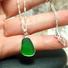 Sterling Silver 925 Mini Light Green Seaham Seaglass Pendant Necklace