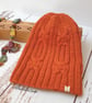 SALE, Hand knit alpaca wool hat, Orange knit beanie - Image 2