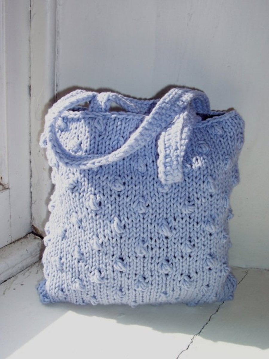 Small hand knitted bag in pale lilac - Bramble