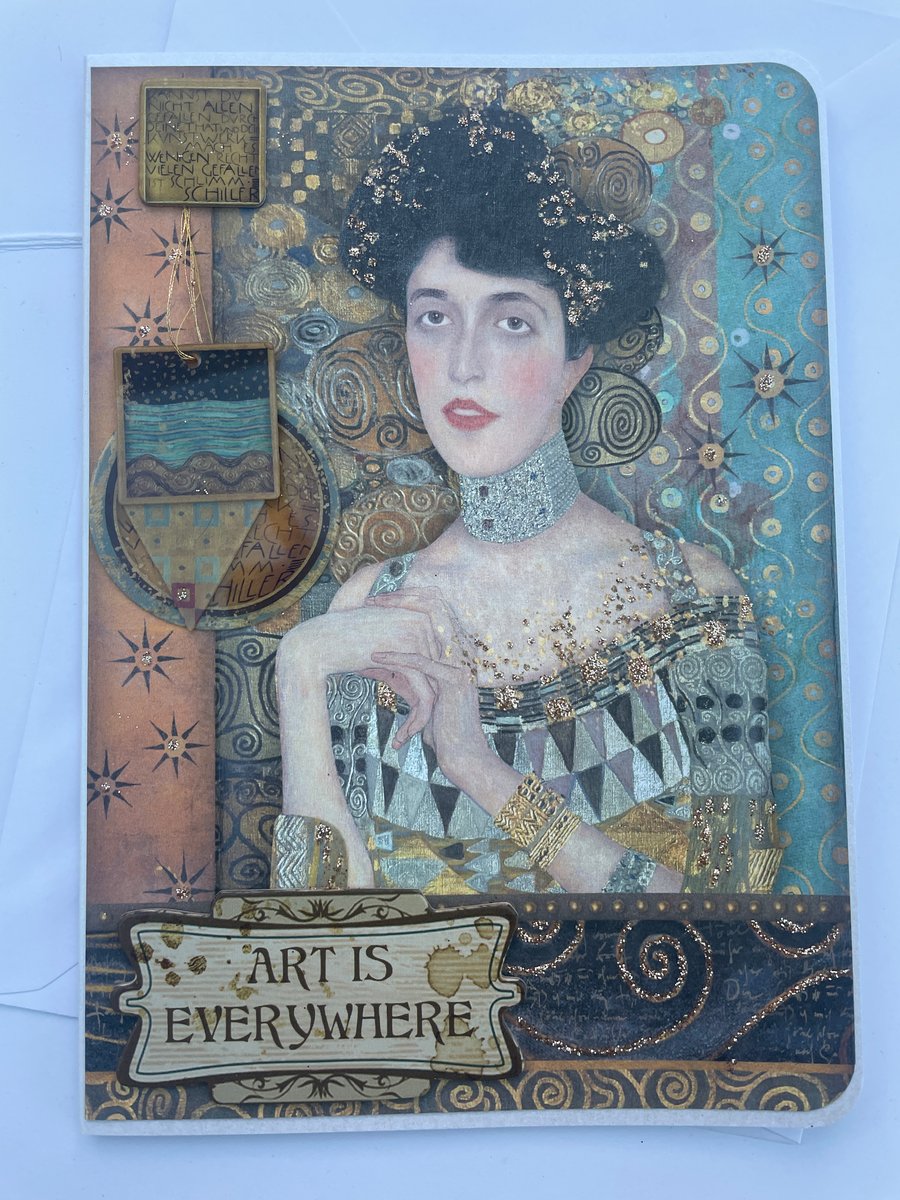 Gustav Klimt ladies portrait Art is everywhere blank greetings card