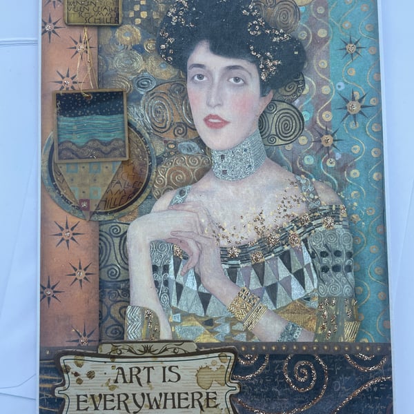 Gustav Klimt ladies portrait Art is everywhere blank greetings card