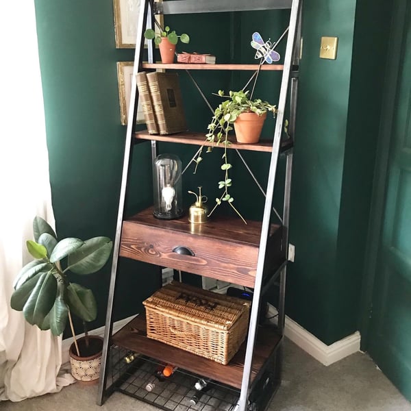 Industrial ladder style Storage Unit with drawer