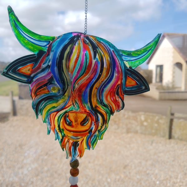 Suncatcher, Resin Highland Cow, Made to Order, Wall Art, Window Decoration