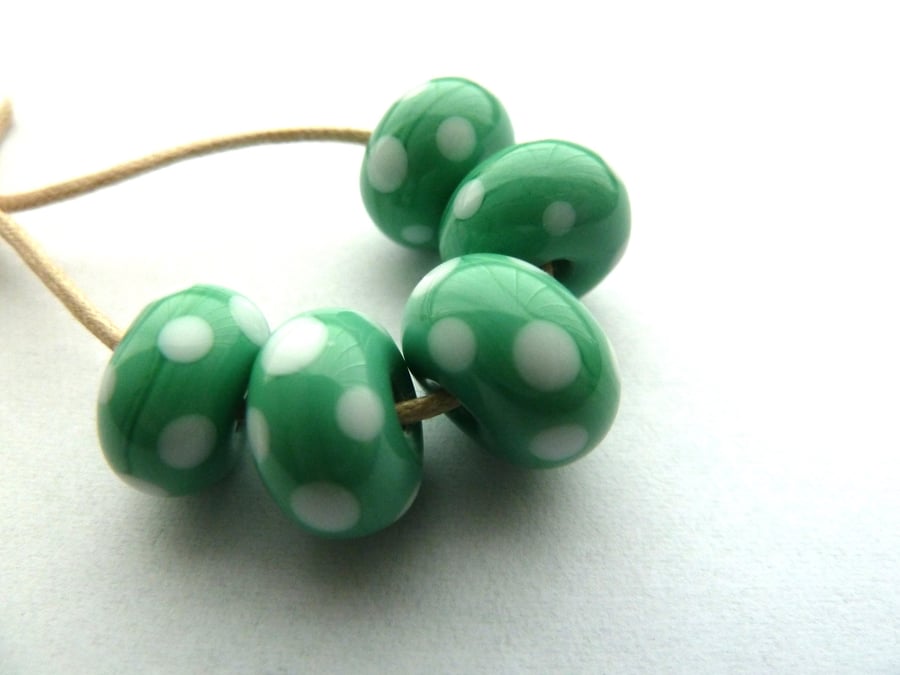 green spotty beads