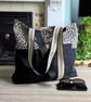 Oversized Upcycled Denim and Leopard Print X-Large Tote Bag