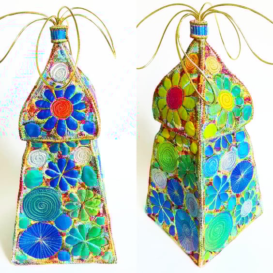 Lidded Box Textile Vessel 3D with Free Machine Embroidery 